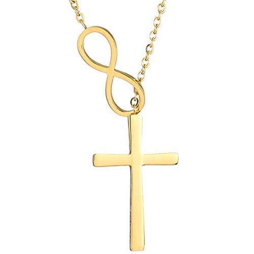 Jude Jewelers Stainless Steel Christian Cross Infinity Charm Necklace