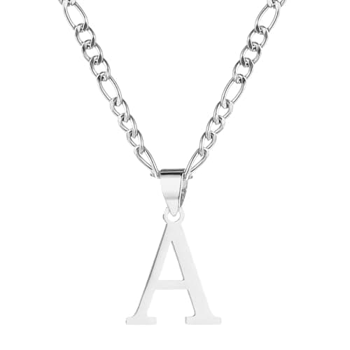 Kelisto Gold Initial Necklace 14K Gold Tone Figaro Chain A-Z Alphabets