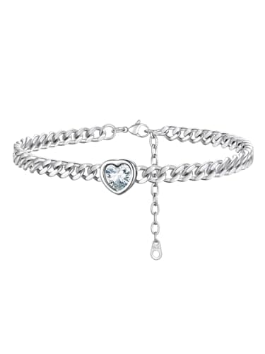 ChainsProMax Women's Heart Anklets, Birthstone, Stainless Steel, Waterproof Gift Box