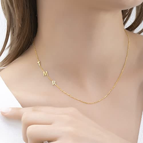 SilveristicJewelry 925 Sterling Silver Sideways Initial Necklace, Custom Letter Gift for Her