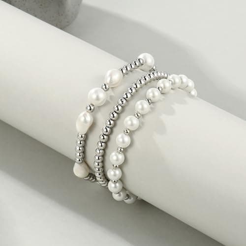 Badu Gold Baroque Pearl Beaded Stretch Bracelet for Women