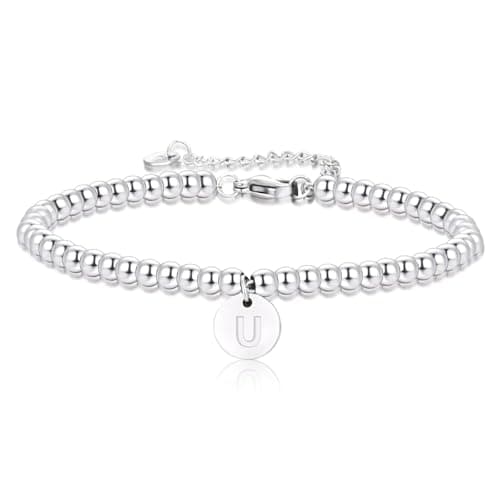 FERLYHR Gold-Plated Initial A-Z Charm Disc Bracelet for Women