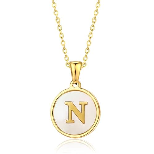 KELMALL Gold Initial Necklace, A-Z Circle Pendant Non-Tarnish Jewelry