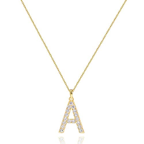 Tarsus Initial Cubic Zirconia Necklace for Women Adjustable Chain