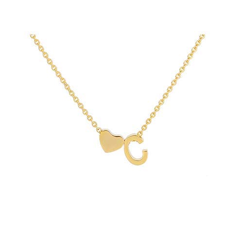 Tiny Gold Heart Initial Necklace - Personalized Mom's Gift for Women