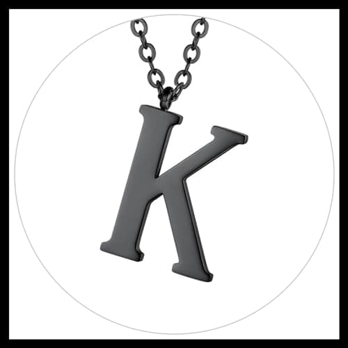 PROSTEEL Women's Trendy Gold Plated Black 316 Stainless Steel Initial Necklace, Adjustable 20-22"imentierten Mineralwass