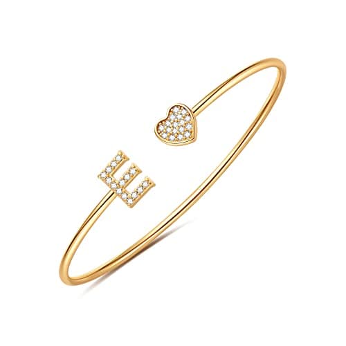 BRIJEWLIC 14K Gold Plated Initial Bracelets for Women and Girls