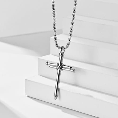 Inspirational 316 Stainless Steel Cross Necklace for Men