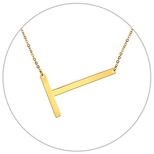 Alphabet A-Z Stainless Steel Choker for Women, Gold Plated CZ Jewelry, Gift Box Packed