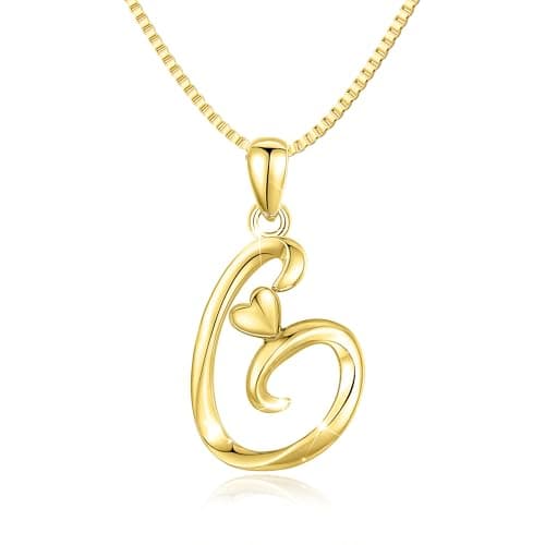 Freekiss Gold Heart Initial Necklace for Women