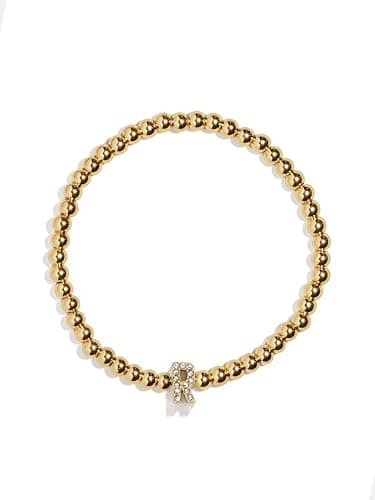 BaubleBar Pisa Stretch Bracelet - Personalized Gold-Plated Vertical Pave Initial Jewelry for Women
