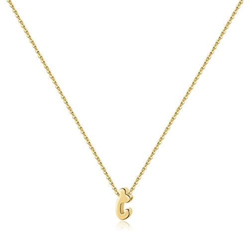 Memorjew 925 Sterling Silver Cursive Initial Necklace for Women