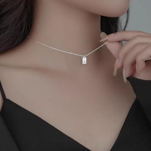 Trendy Silver Initial Pendant Necklace for Women