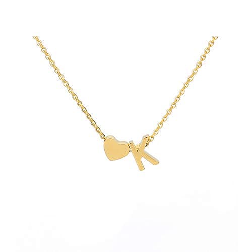 Tiny Gold Heart Initial Necklace - Personalized Mom's Gift for Women