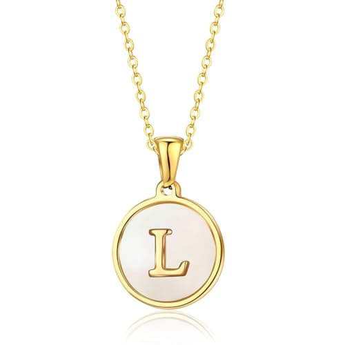 KELMALL Gold Initial Necklace, A-Z Circle Pendant Non-Tarnish Jewelry