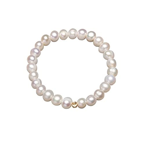 ERLOSYA Dainty Handmade 10mm Big Shell Pearl Bracelet for Women