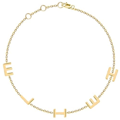 JEWEE 14k Gold Personalized Sideways Initial Diamond Bracelet