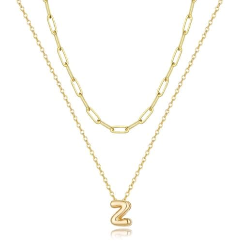 CUEZIY Women's 14K Gold Plated A-Z Initial Layered Choker Necklaces Small Cute Trendy Gifts