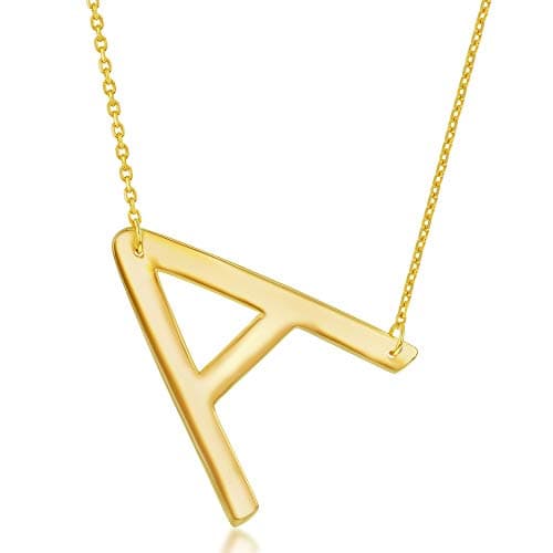 Beaux Bijoux Sideways Initial 14k Gold & Silver Necklaces | Unique Birthday Gift | Trendy Dainty Jewelry