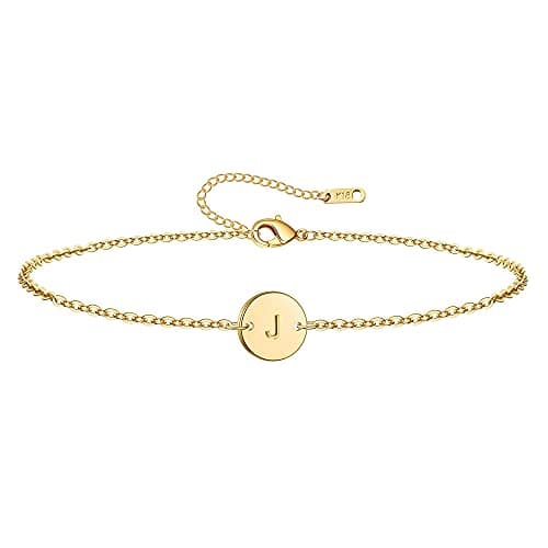 Ovian Initial Charm Gold Plated Coin Disc Name Bracelet
