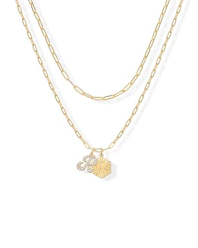 PavoI 14K Gold Plated Hexagon Initial Pendant Layered Necklace for Women | Paperclip Chain
