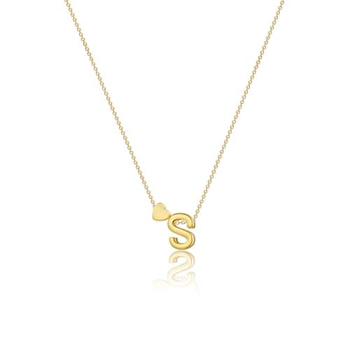 VIROMY Gold Initial Heart Necklace for Women Dainty 14K Gold Plated Pendant Jewelry