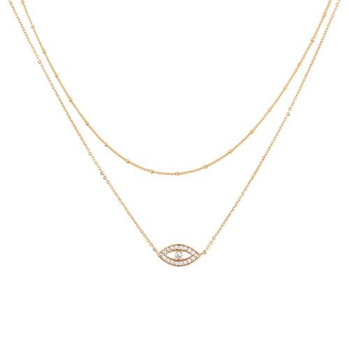 MEVECCO Handmade 18k Gold Plated Heart Arrow Layered Choker Necklace for Women