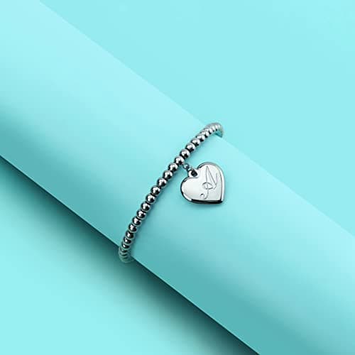 Monily Stainless Steel Heart Alphabet Bracelet for Women