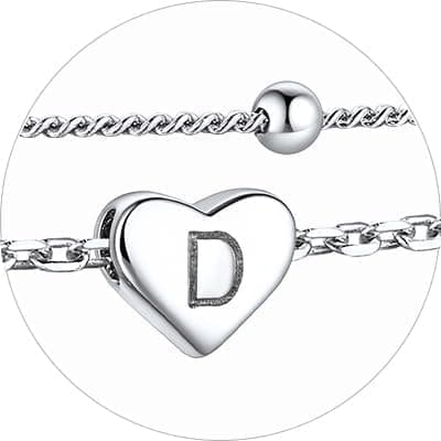 Stylish Women's 925 Sterling Silver Heart Anklets with Beads (Gift Box Included)