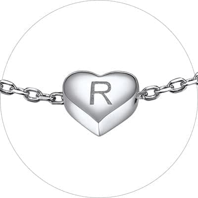 Chic Personalized 925 Sterling Silver Heart Initial Bracelet for Women(with Gift Box)
