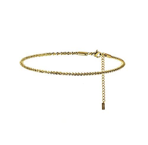 Fashion 21 Stainless Steel Cuban Rope Chain Anklet for Women Adjustable Waterproof Beach Fashion