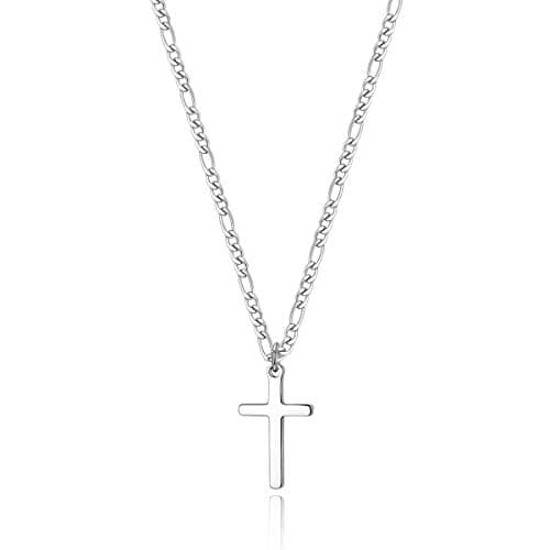 TASBERN Men's 14K Gold Filled Stainless Steel Cross Necklace Simple Religious Jewelry
