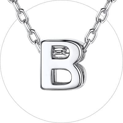 Chic Silver 925 Sterling Initial Necklace for Women, Personalized Gift (with Box)