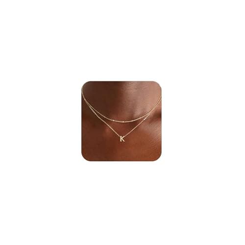 Gold Plated Round Letter A-Z Pendant Necklace for Women