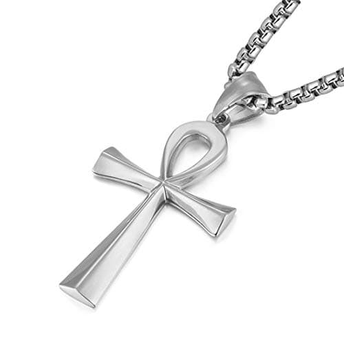 YL Men's 316L Stainless Steel Jesus Ankh Pendant Necklace