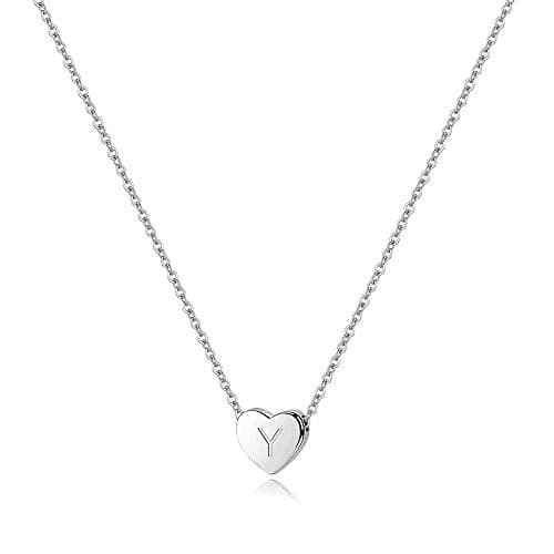 Turandoss Hypoallergenic Sterling Silver Heart Initial Necklace for Women