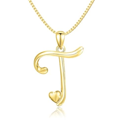 Freekiss Gold Heart Initial Necklace for Women