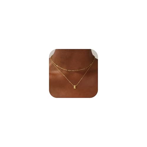 CUEZIY Women's 14K Gold Plated A-Z Initial Layered Choker Necklaces Small Cute Trendy Gifts