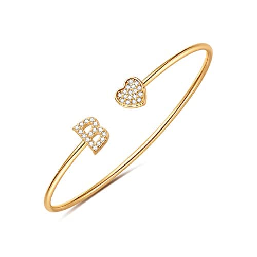 BRIJEWLIC 14K Gold Plated Initial Bracelets for Women and Girls