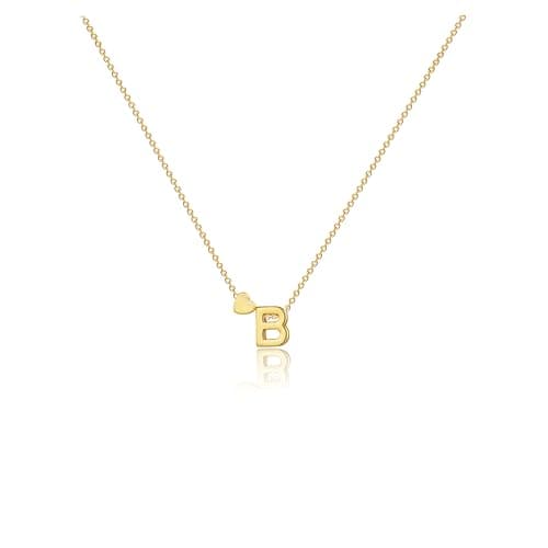 CAROVO 14K Gold Plated Heart Initial Necklaces for Women A-Z