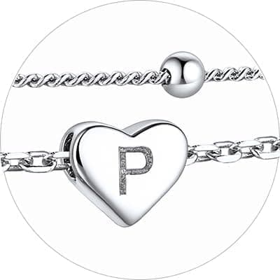Stylish Women's 925 Sterling Silver Heart Anklets with Beads (Gift Box Included)