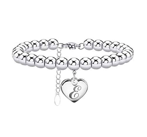 Monily Stainless Steel Heart Alphabet Bracelet for Women