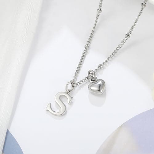 Vrsilver Easter Basket Stuffers: Heart Initial Necklaces for Girls & Women Jewelry