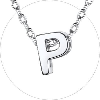 Chic Silver 925 Sterling Initial Necklace for Women, Personalized Gift (with Box)