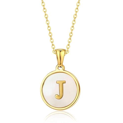 KELMALL Gold Initial Necklace, A-Z Circle Pendant Non-Tarnish Jewelry