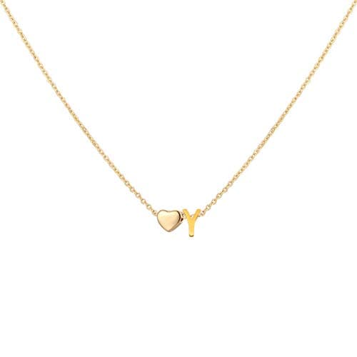 Glimmerst Heart Initial Necklace - Personalized 18K Gold Plated Stainless Steel