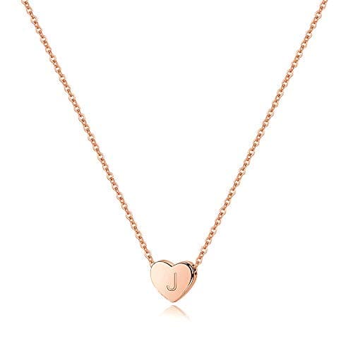 Turandoss Hypoallergenic Sterling Silver Heart Initial Necklace for Women