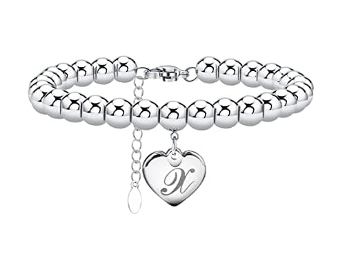 Monily Stainless Steel Heart Alphabet Bracelet for Women