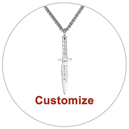Stainless Steel 18K Gold Plated U7 Punk Dagger Pendant Necklace 22-24 Inches