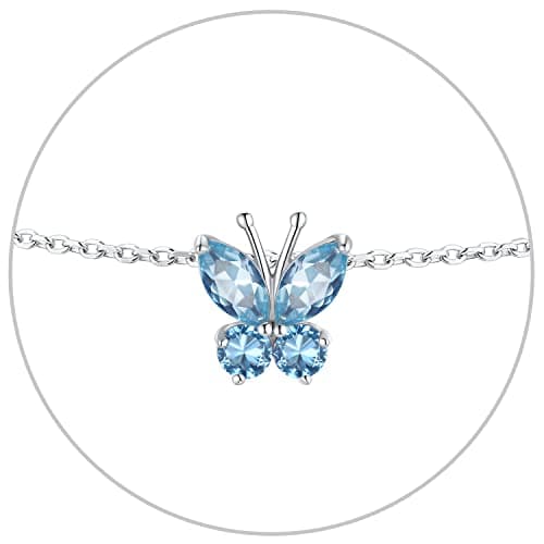 SILVERCUTE 925 Sterling Silver Butterfly Anklet for Women Waterproof Summer Beach Jewelry 22-27cm